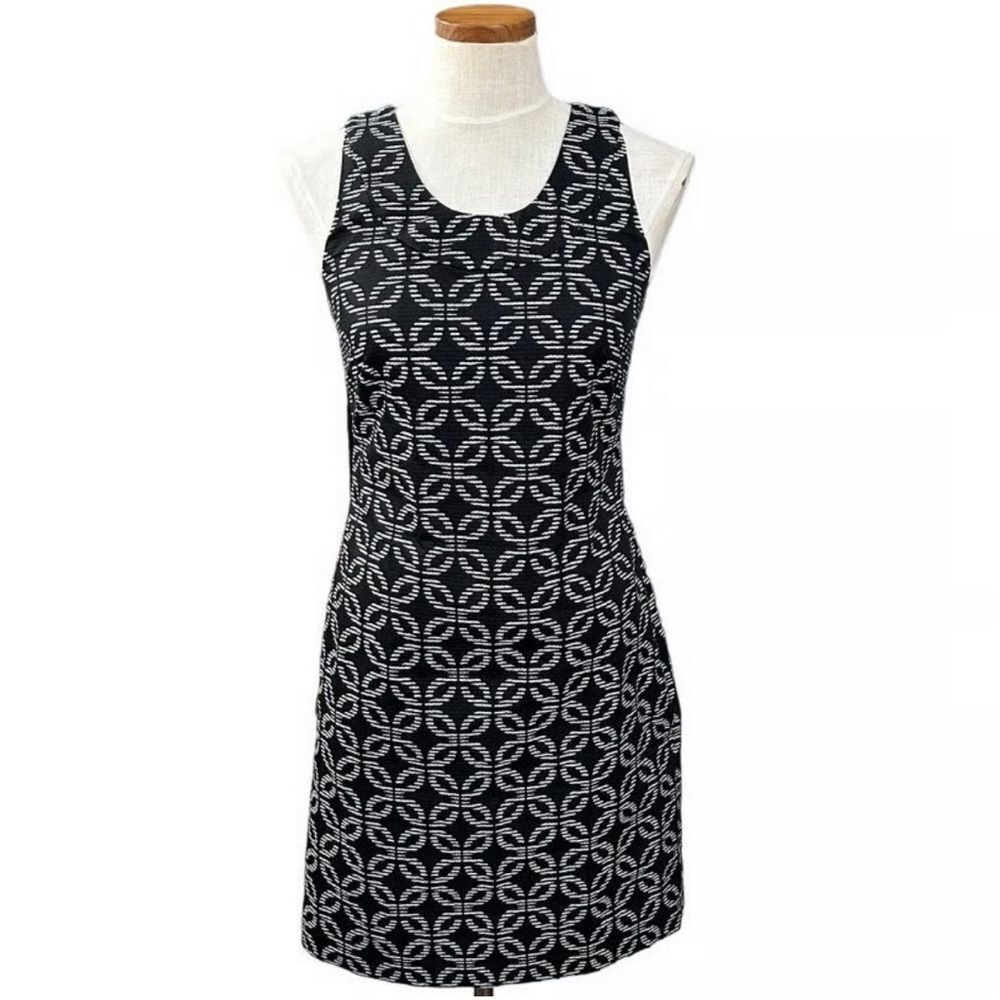 Evan Picone Women's Black & White Sleeveless Sheath Dress Size 8 Textured/Lined